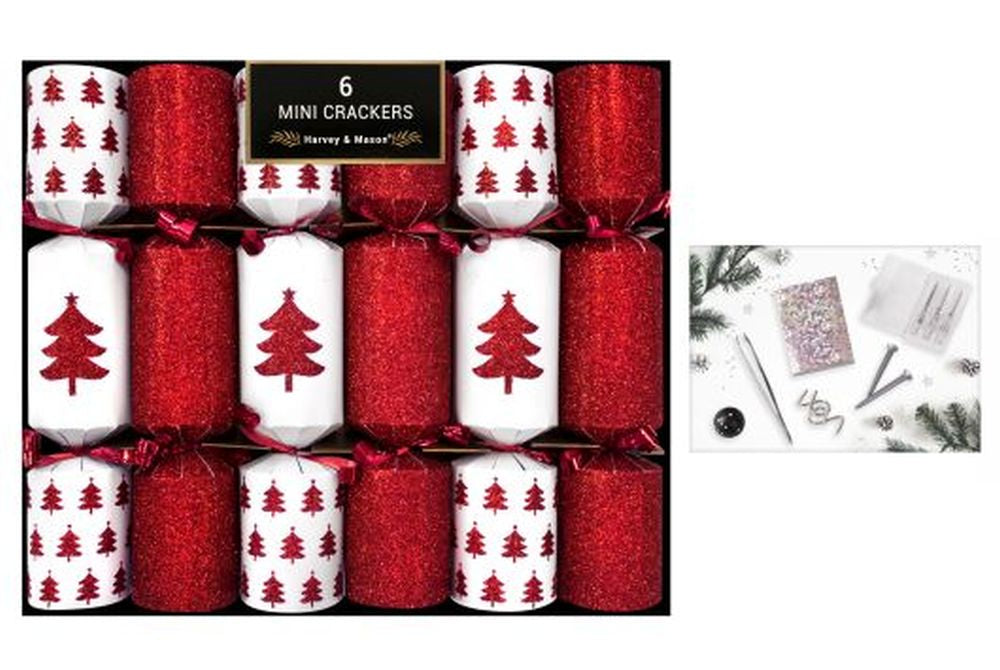 6 MINI RED TREE 8.5" CRACKERS