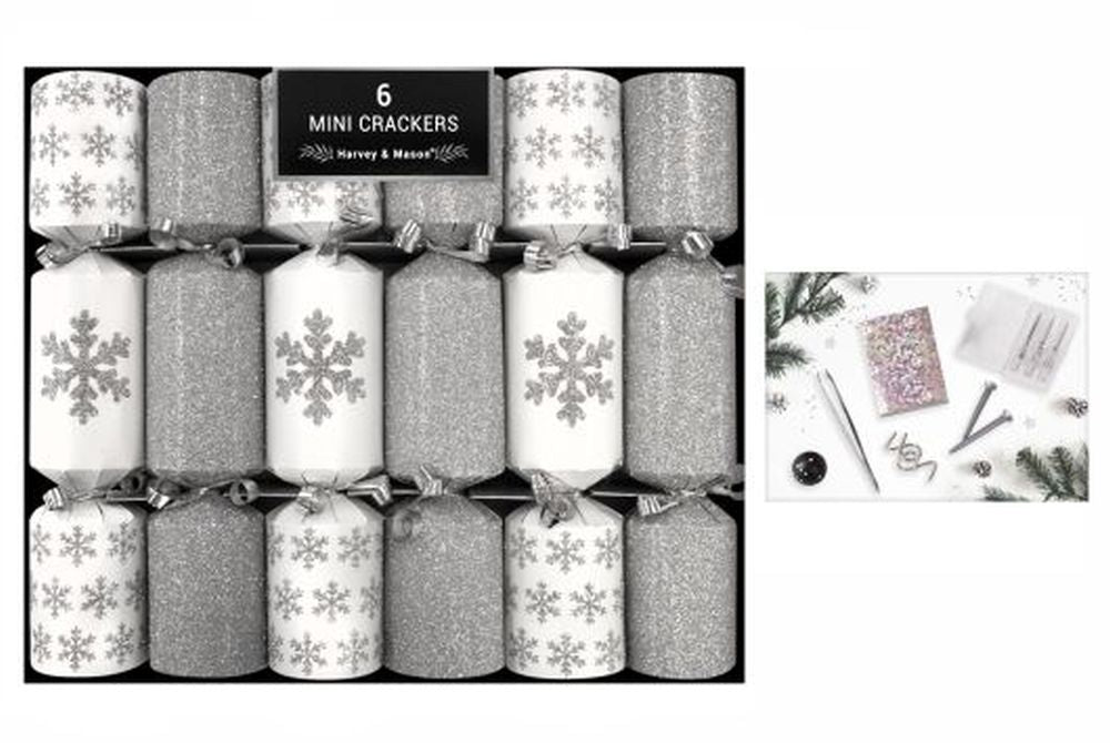 6 MINI SILVER SNOWFLAKE 8.5" CRACKERS