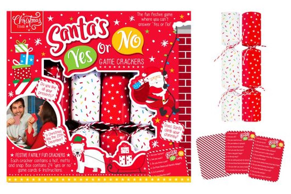 6 SANTA'S YES OR NO GAME 9" CRACKERS