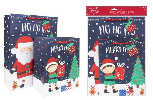 SANTA & ELF GIFT BAGS PACK OF 2