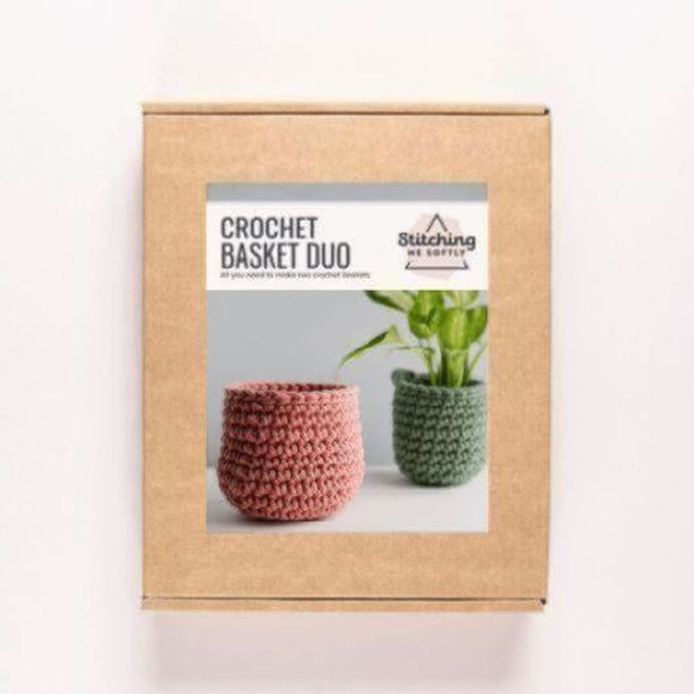 Crochet Basket Duo Kit - Mustard and Terracotta