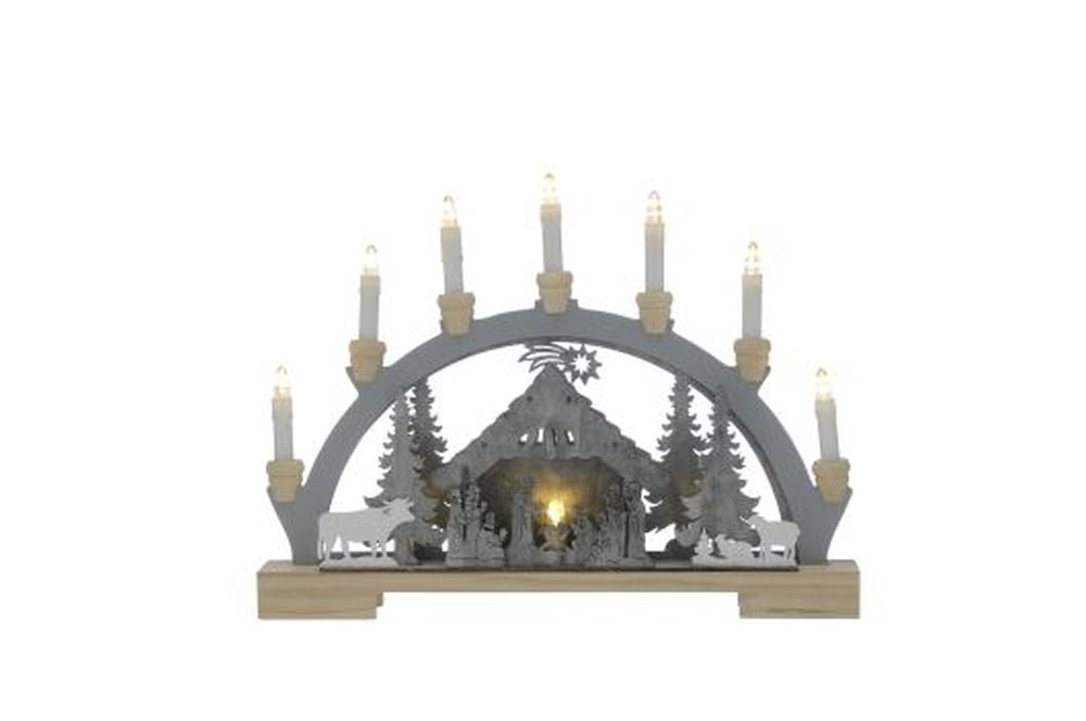 45cm bo lit wooden nativity candle bridge