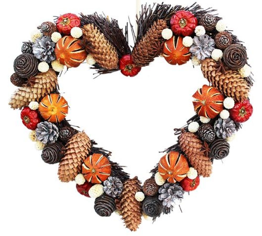 Winter Cone Heart Wreath - 28cm