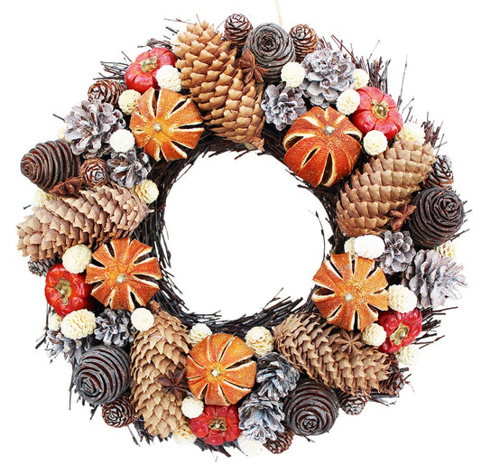 Winter Cone Round Wreath - 25cm